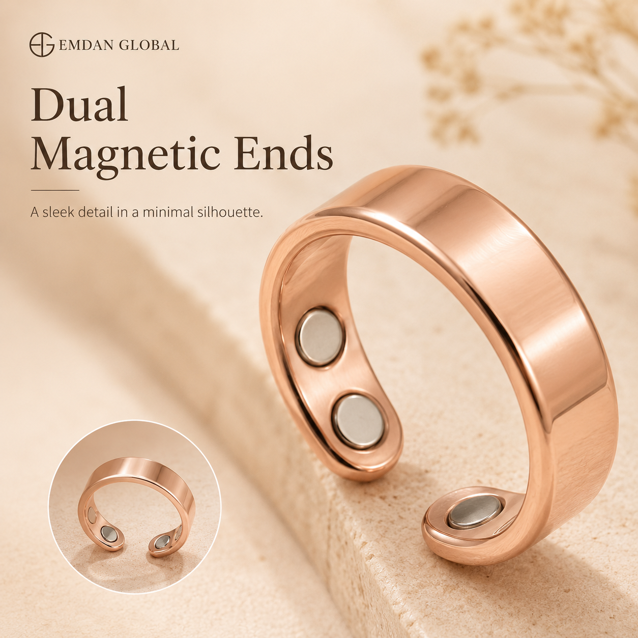 Stainless Steel Open Wellness Ring – Minimal Unisex Everyday Band