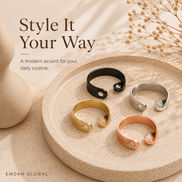 Stainless Steel Open Wellness Ring – Minimal Unisex Everyday Band
