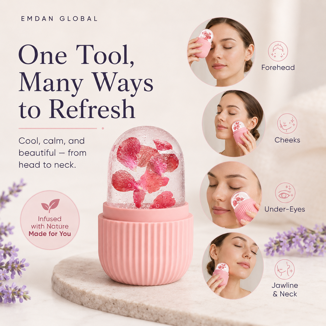 Reusable Ice Roller for Face & Eyes | Premium Facial Ice Mold for Skin Care | Face Cooling Roller for Refreshing Glow
