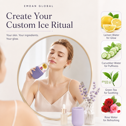 Reusable Ice Roller for Face & Eyes | Premium Facial Ice Mold for Skin Care | Face Cooling Roller for Refreshing Glow