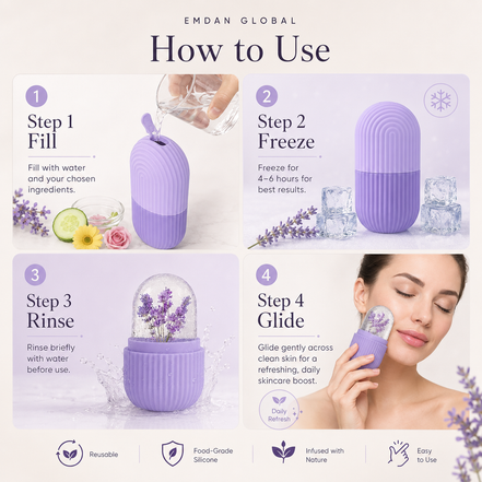 Reusable Ice Roller for Face & Eyes | Premium Facial Ice Mold for Skin Care | Face Cooling Roller for Refreshing Glow