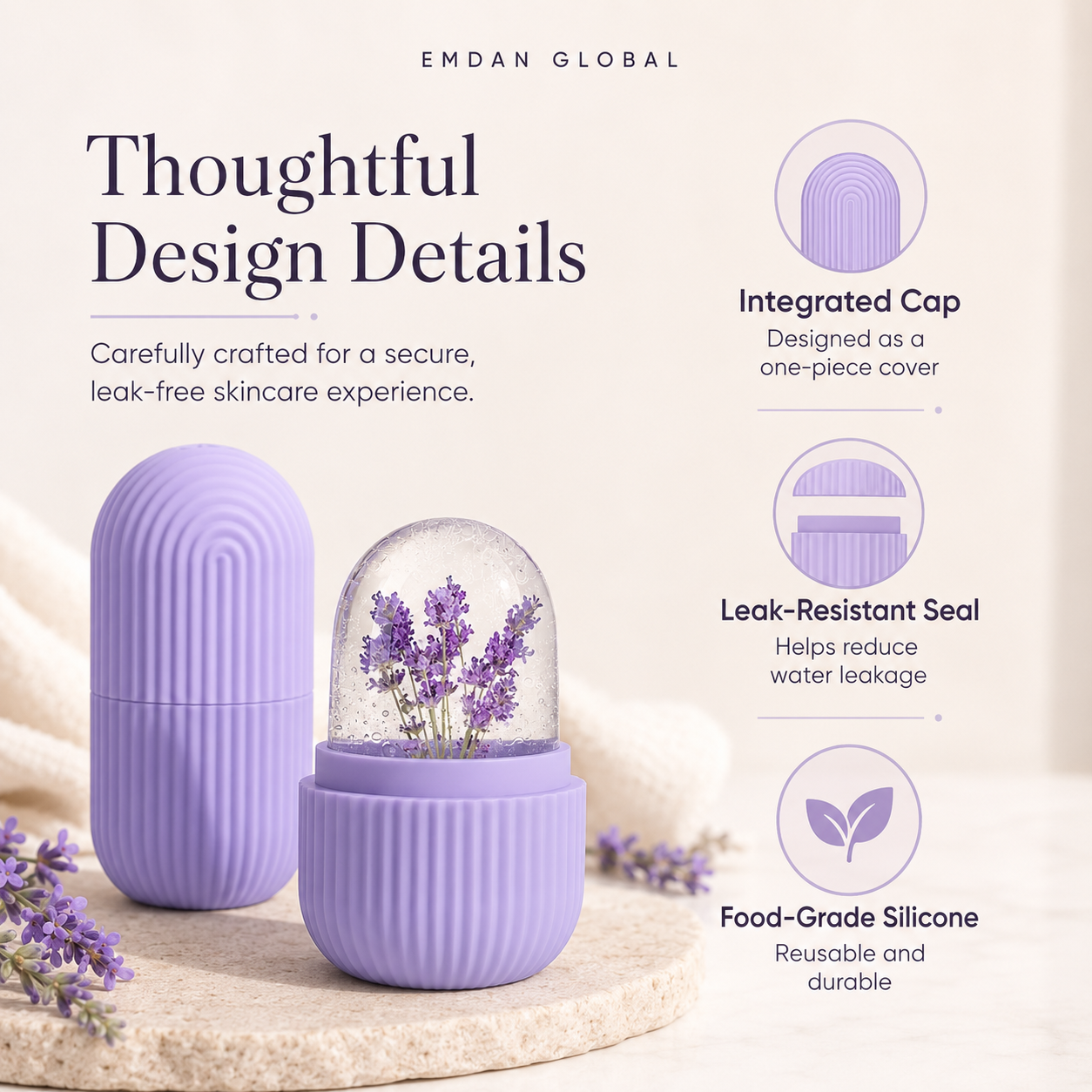 Reusable Ice Roller for Face & Eyes | Premium Facial Ice Mold for Skin Care | Face Cooling Roller for Refreshing Glow