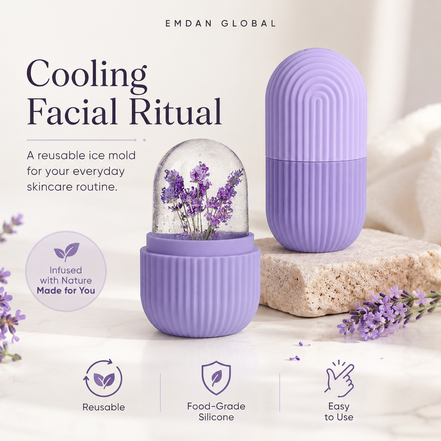 Reusable Ice Roller for Face & Eyes | Premium Facial Ice Mold for Skin Care | Face Cooling Roller for Refreshing Glow