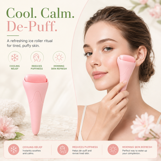 3-In-1 Natural Jade Roller and Gua Sha Set for Face and Eye Ice Roller Facial Cooling Massage Roller