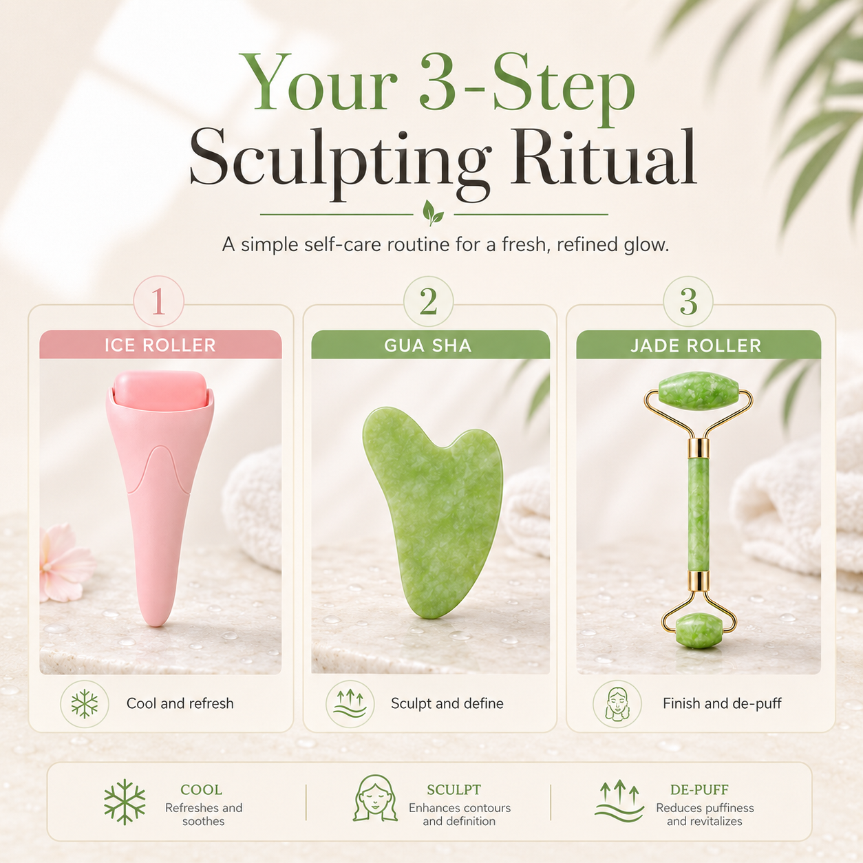 3-In-1 Natural Jade Roller and Gua Sha Set for Face and Eye Ice Roller Facial Cooling Massage Roller