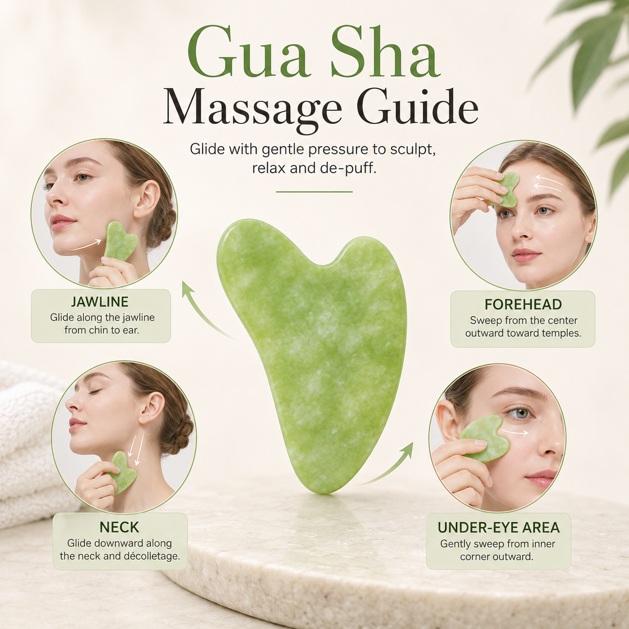 3-In-1 Natural Jade Roller and Gua Sha Set for Face and Eye Ice Roller Facial Cooling Massage Roller