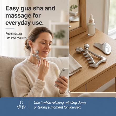 Gua Sha Facial Tools & Face Roller Set, Stainless Steel Facial Massager Tools for Lymphatic Drainage & Face Sculpting, Textured Guasha for Better Grip, Double Chin Reducer, Skincare Gift for Women