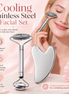 Gua Sha & Face Roller, Stainless Steel Gua Sha Facial Tools for Face, Eyes, Chin & Jawline Sculpting, Body Gua Sha Tools with Pouch