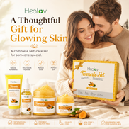 Turmeric Skincare Set – Turmeric Face Cleanser, Body Scrub, Cream & Facial Serum – Skin Brightening Hyperpigmentation Treatment, Dark Spot Corrector – Skincare Kit for a Glowing Complexion