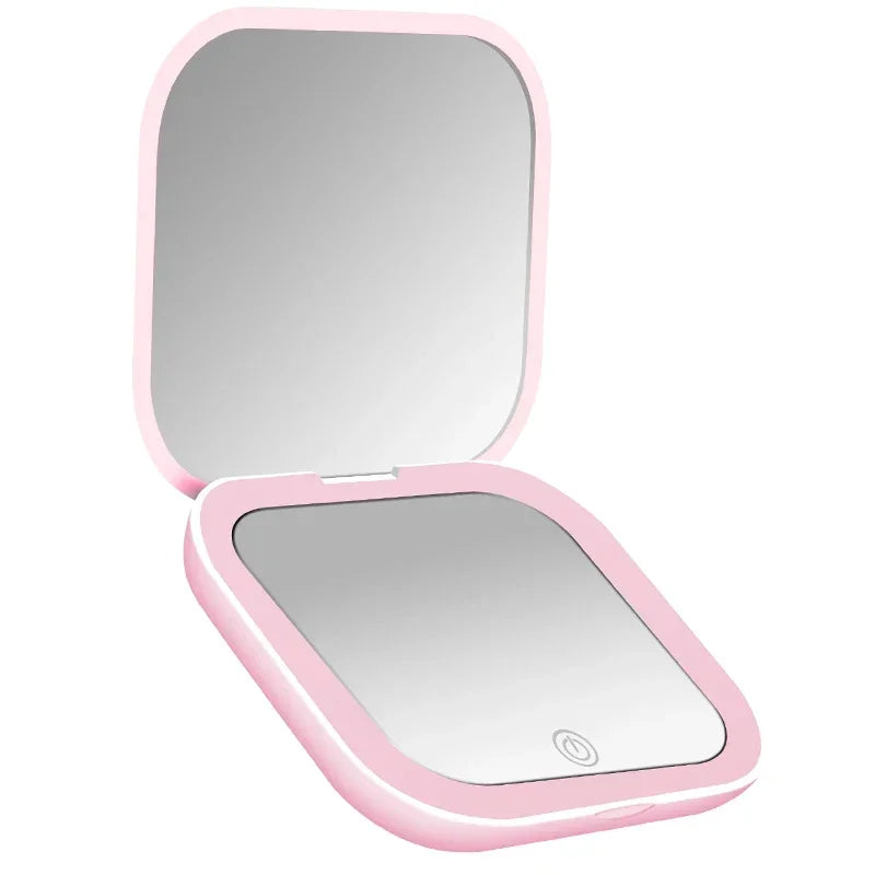 2X LED Compact Travel Makeup Mirror