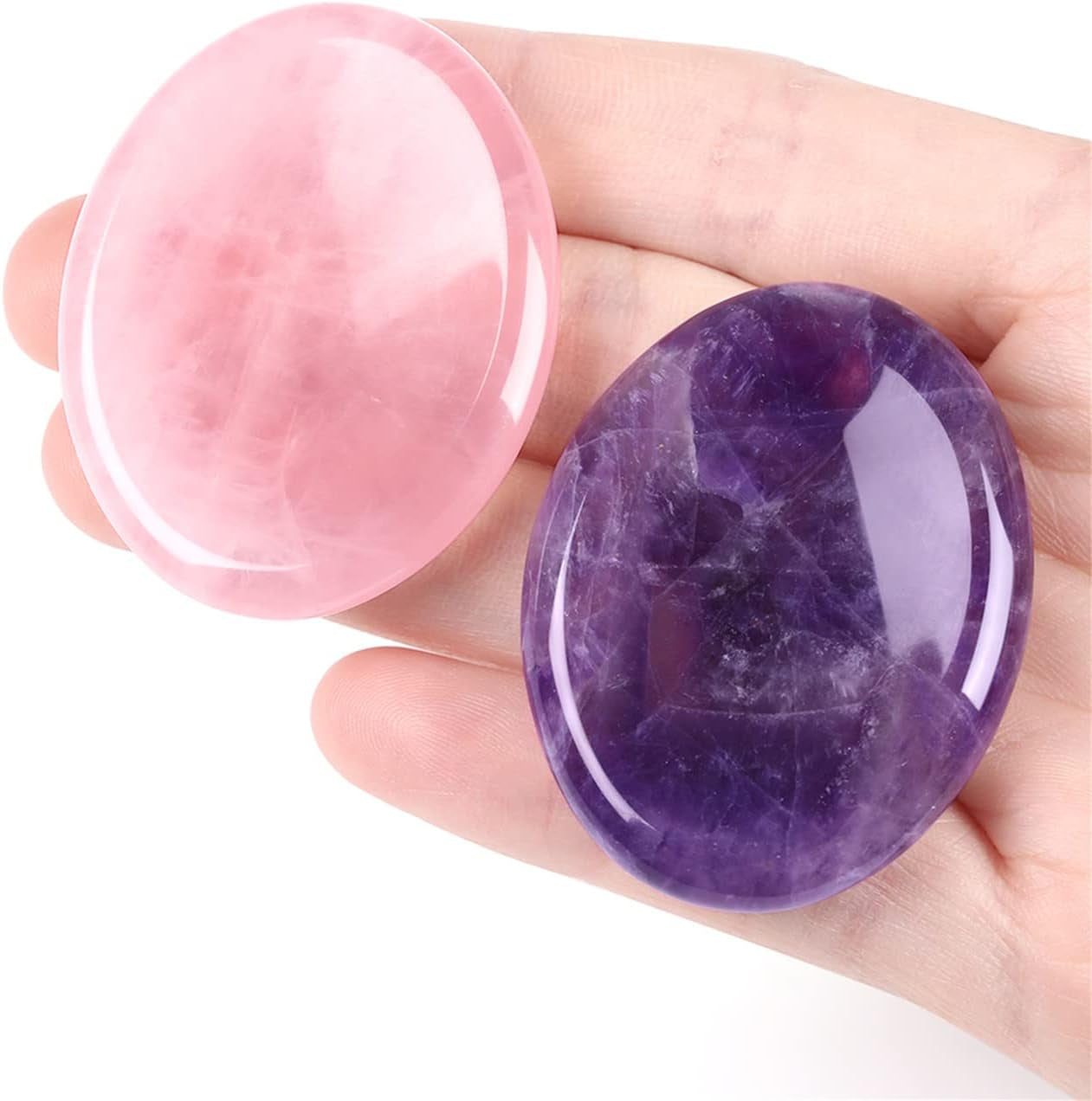 Amethyst & Rose Quartz Worry Stones (Set of 2)