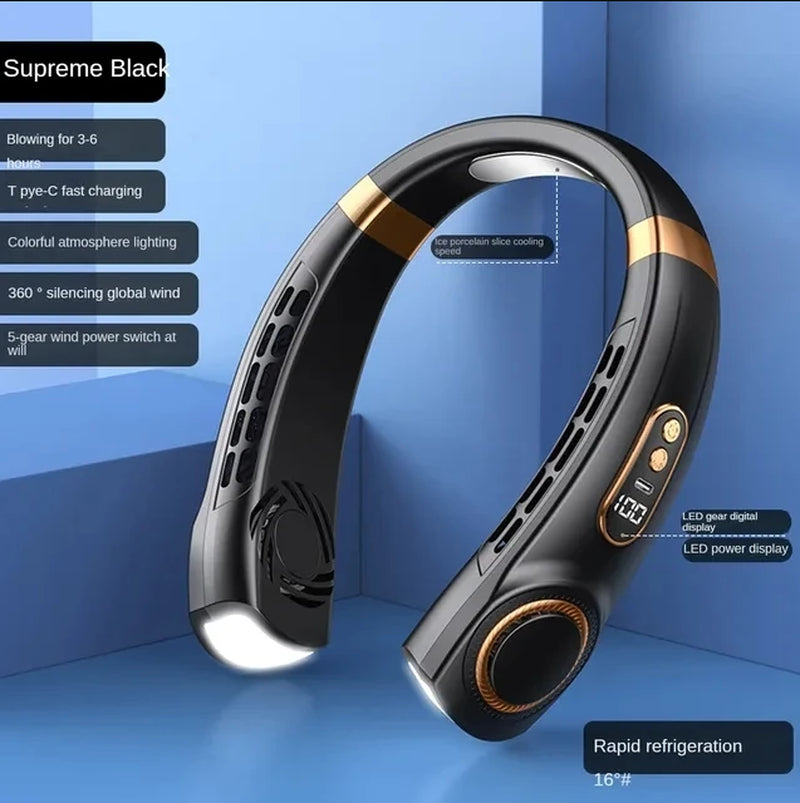 Hands-Free Bladeless Neck Fan – 5-Speed, Rechargeable 
