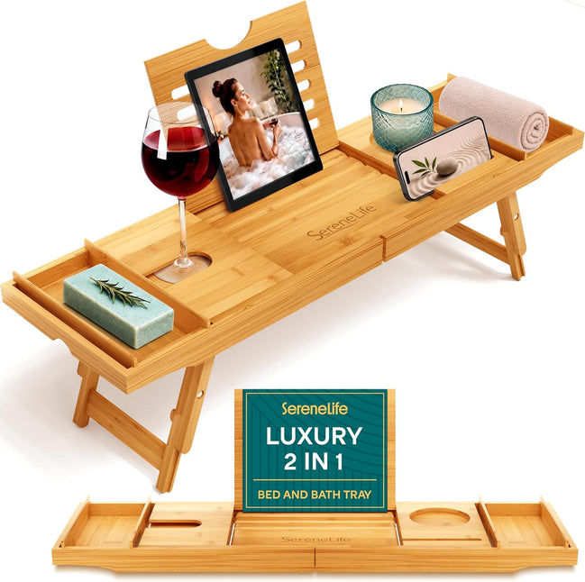 Natural Bamboo Bath Caddy Tray